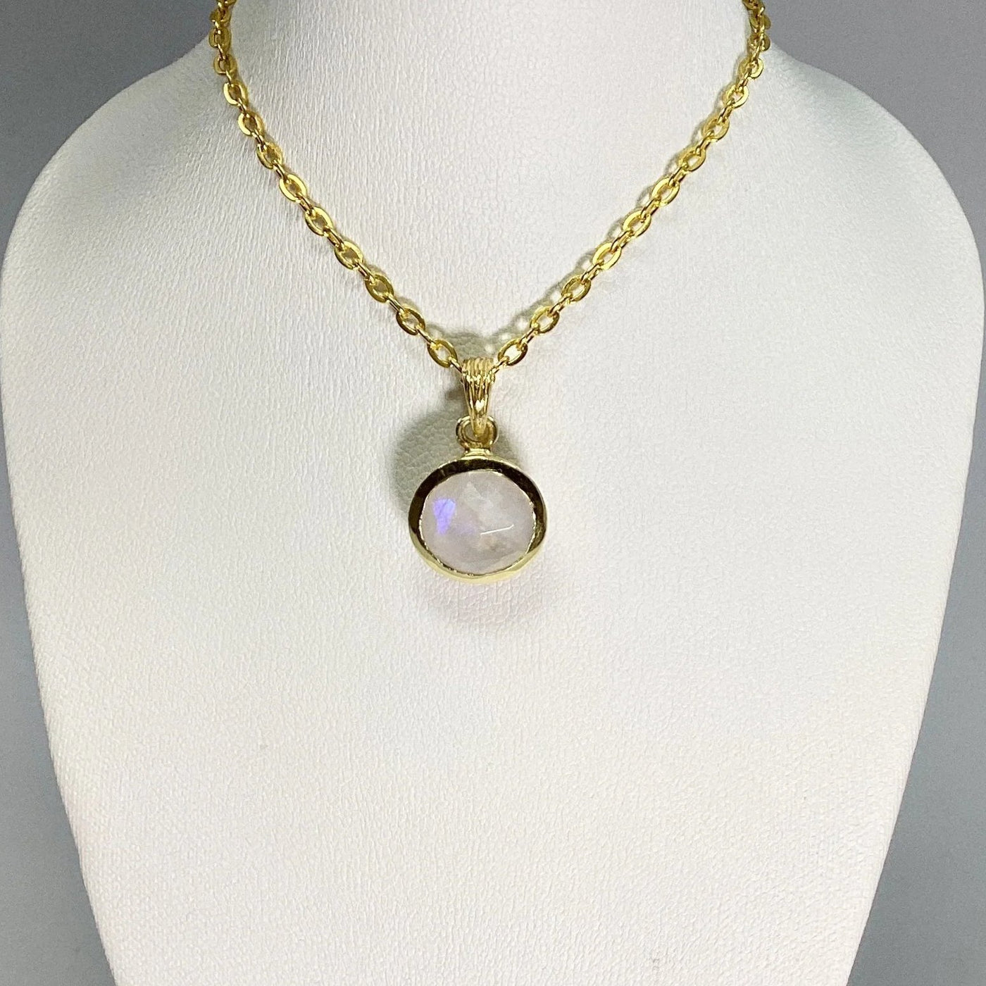 Rainbow Moonstone Gold Finish Pendant