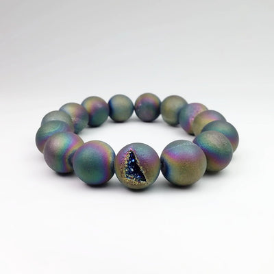 Druzy Matte Rainbow Beaded Bracelet