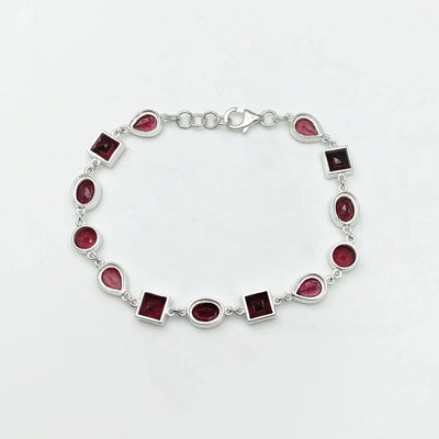 Garnet Sterling Silver Bracelet