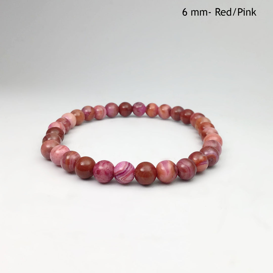 Pink Crazy Lace Agate Beaded Bracelet - Rocks and Gems Canada