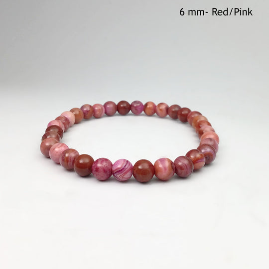 Pink Crazy Lace Agate Beaded Bracelet - Rocks and Gems Canada
