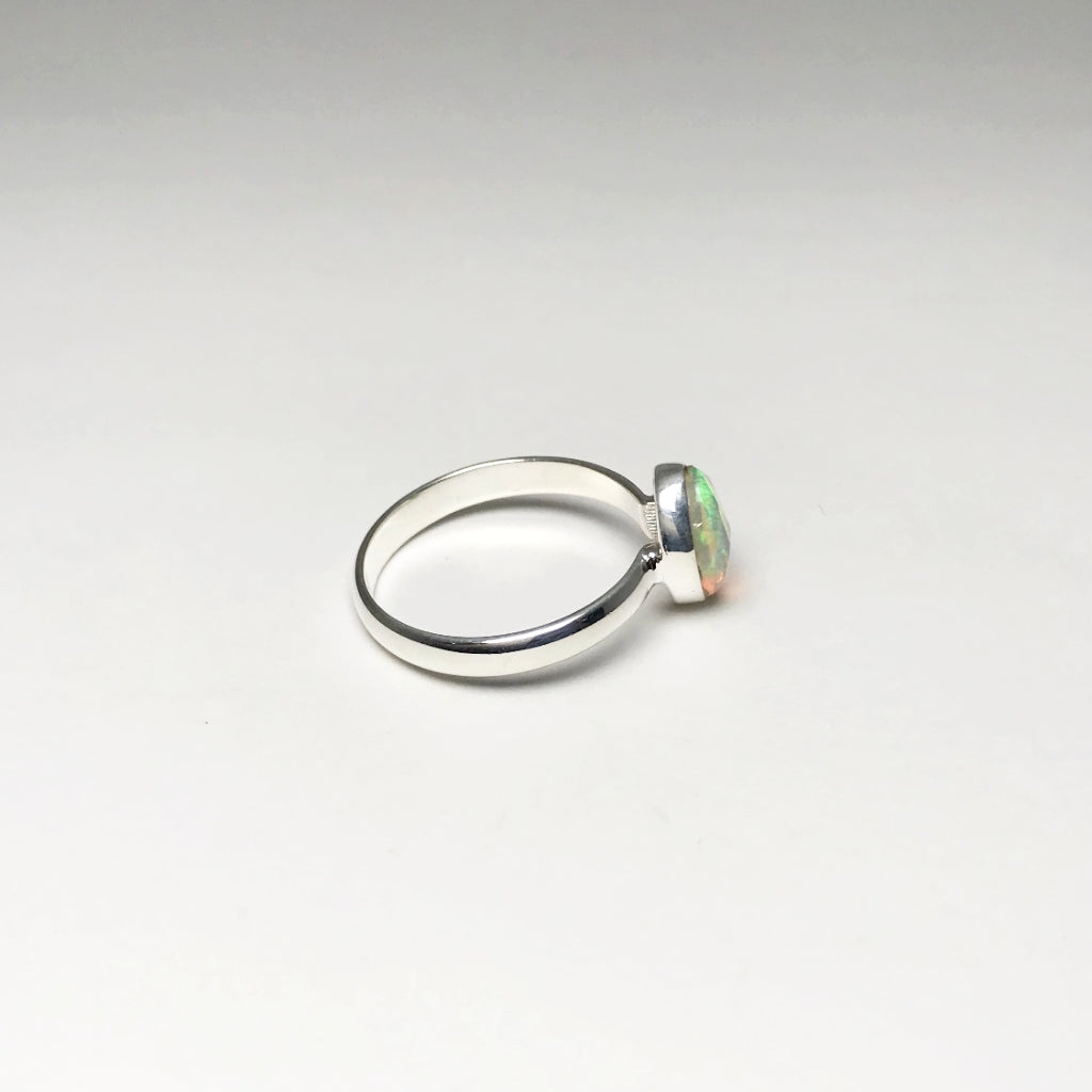 Faceted Ethiopian Fire Opal Ring