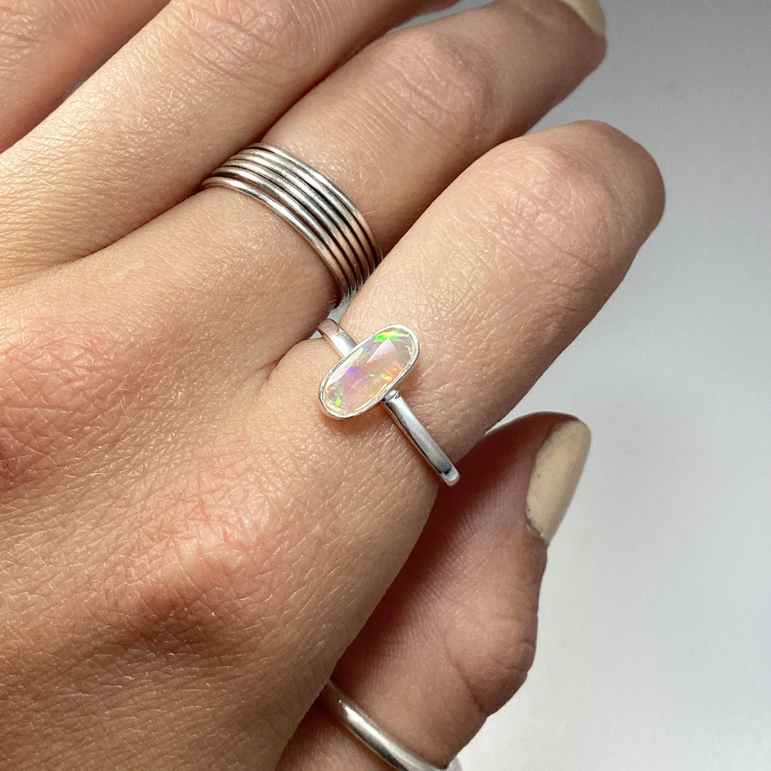 Faceted Ethiopian Fire Opal Ring - Rocks and Gems Canada