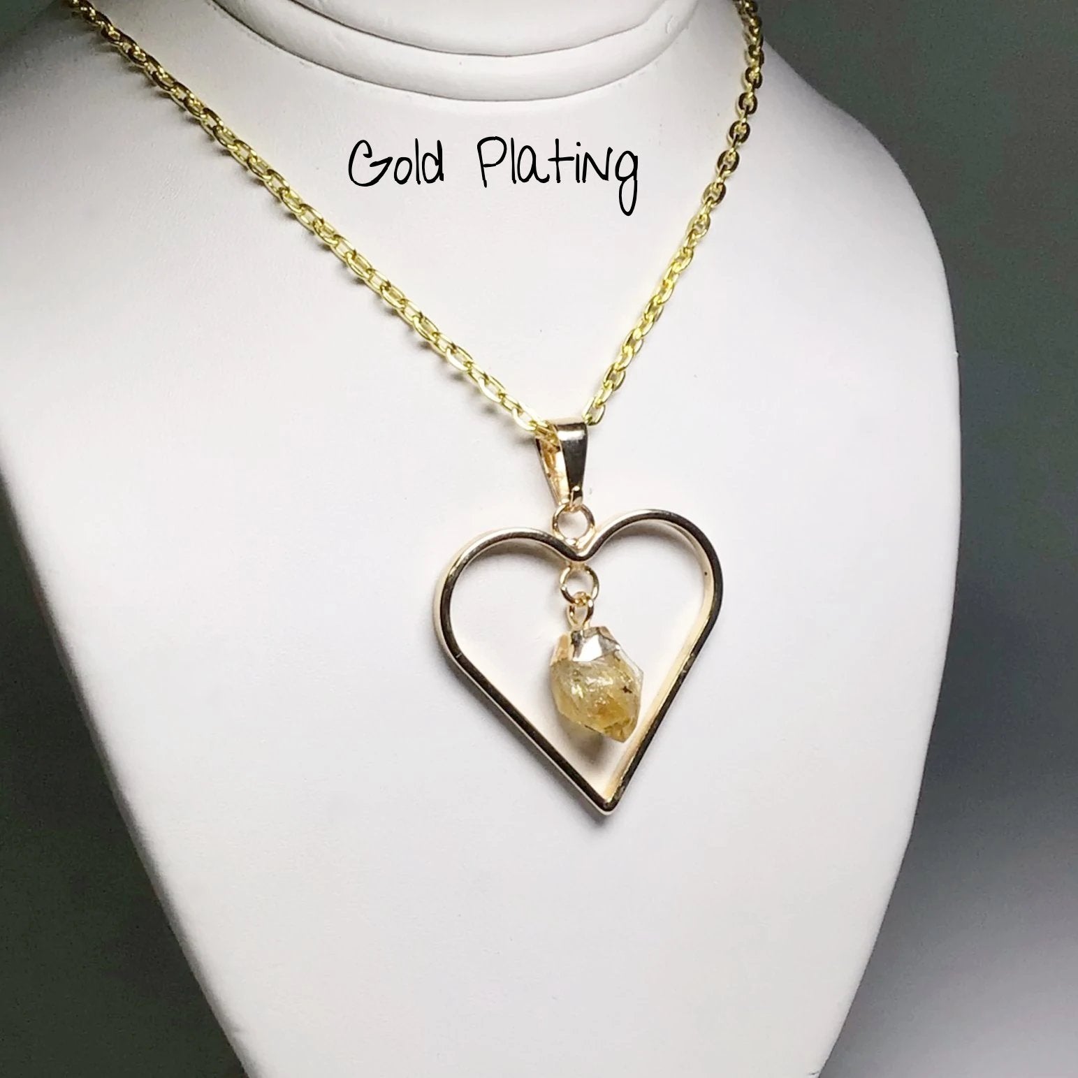 Heart Necklace with Citrine Gold Plating