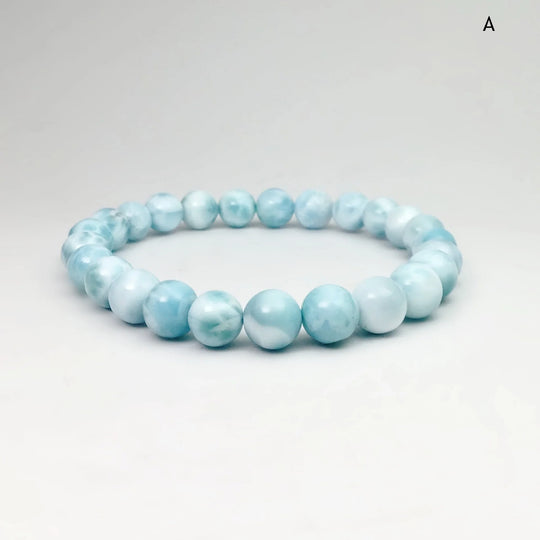 Larimar Beaded Bracelet - 8mm - Rocks and Gems Canada