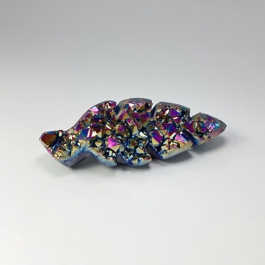 Rainbow Amethyst Druze Cluster Leaf Carving - Rocks and Gems Canada