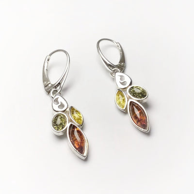 Mixed Amber Dangle Earrings