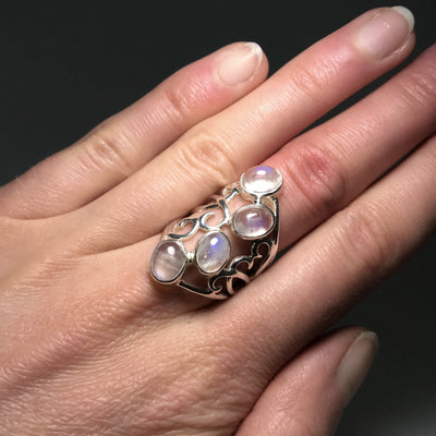 Rainbow Moonstone Ring