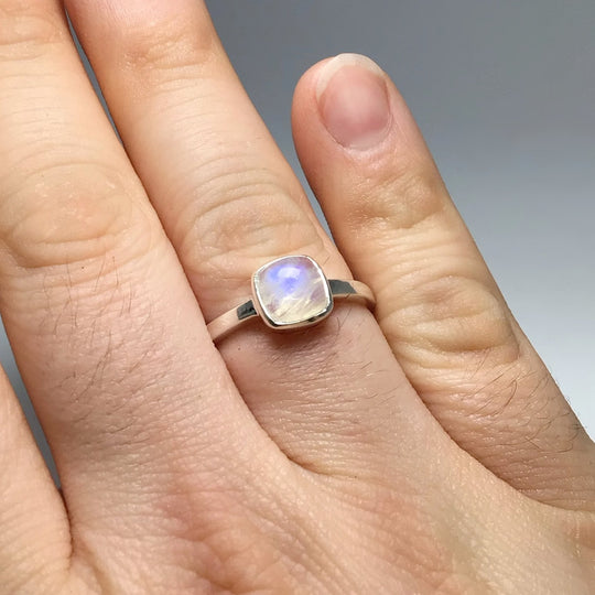 Rainbow Moonstone Ring - Rocks and Gems Canada