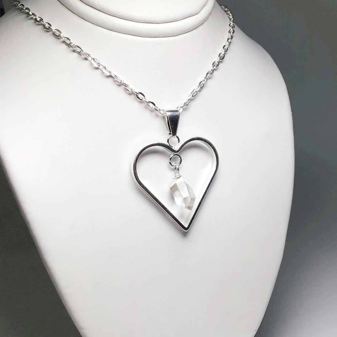 Heart Necklace with Quartz - Rocks and Gems Canada