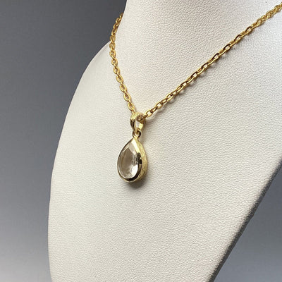 Clear Quartz Gold Finish Pendant