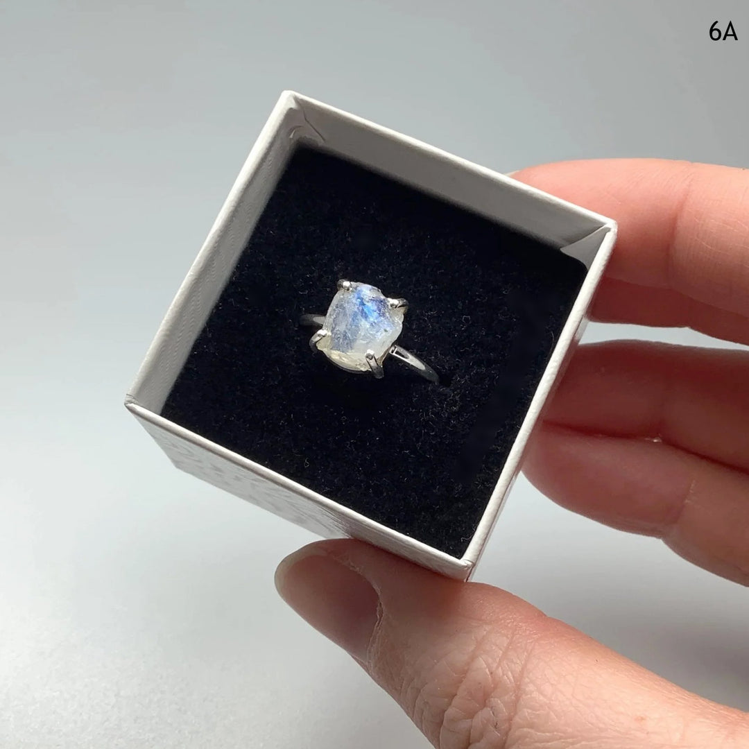 Raw Rainbow Moonstone Ring - Rocks and Gems Canada