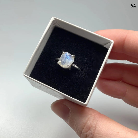 Raw Rainbow Moonstone Ring - Rocks and Gems Canada