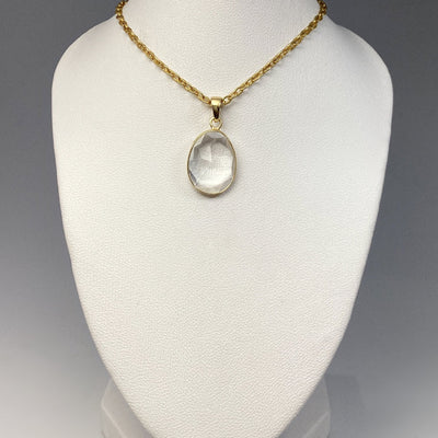 Clear Quartz Gold Finish Pendant