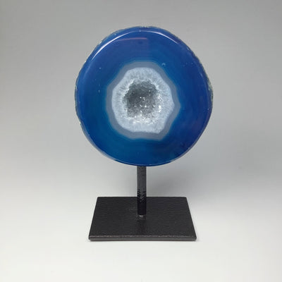 Blue Agate Geode on Stand