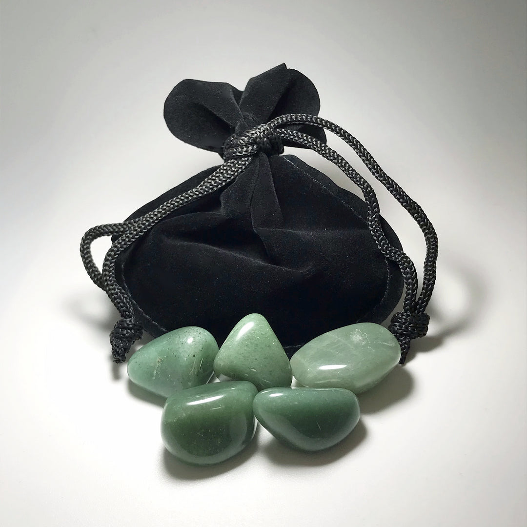 Green Aventurine Small Tumbles Pouch - Rocks and Gems Canada