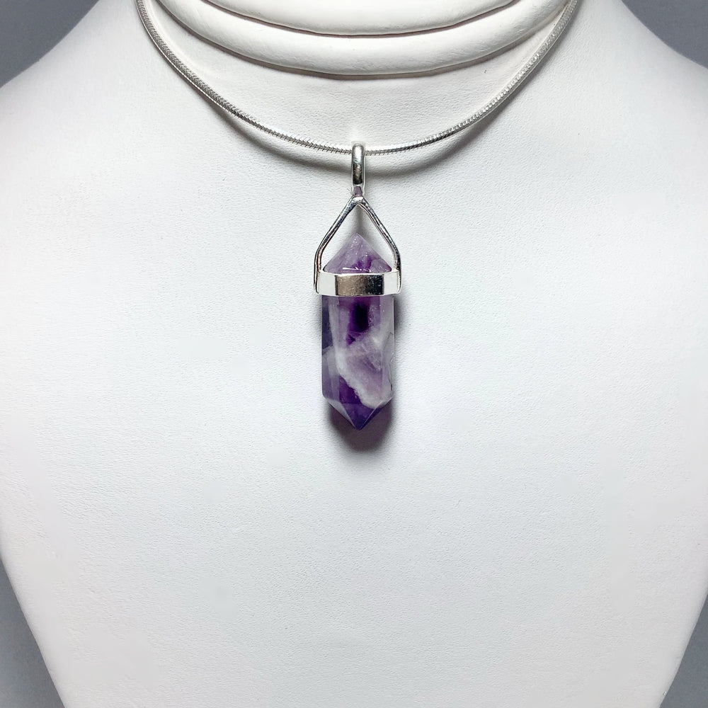 Chevron Amethyst Double Terminated Point Pendant - Rocks and Gems Canada