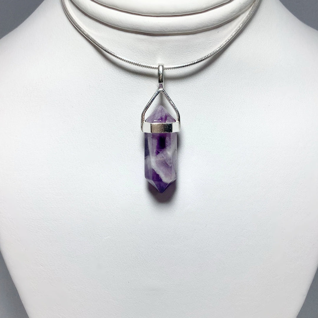 Chevron Amethyst Double Terminated Point Pendant - Rocks and Gems Canada
