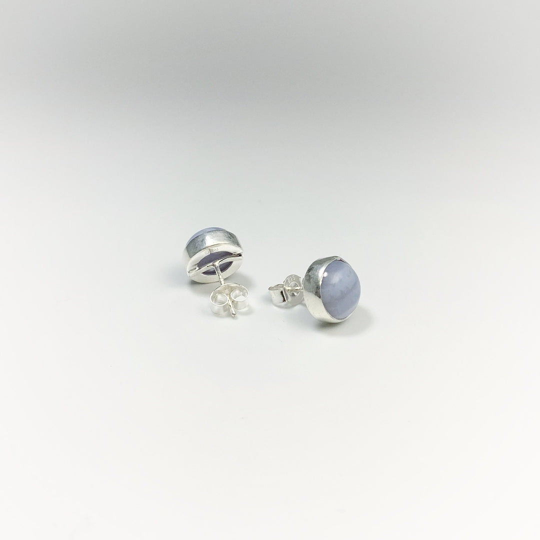 Blue Lace Agate Stud Earrings - Rocks and Gems Canada