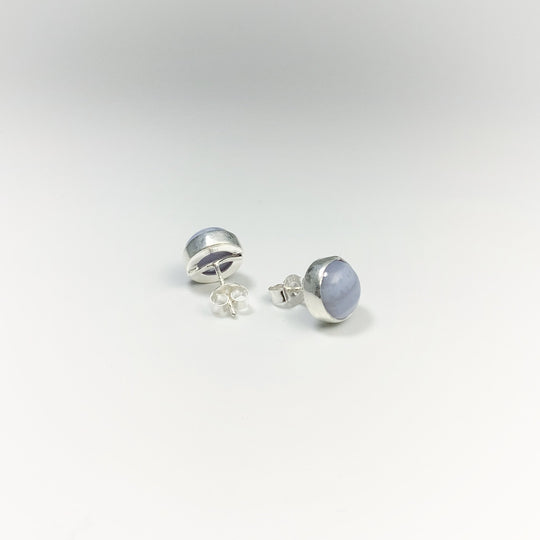 Blue Lace Agate Stud Earrings - Rocks and Gems Canada