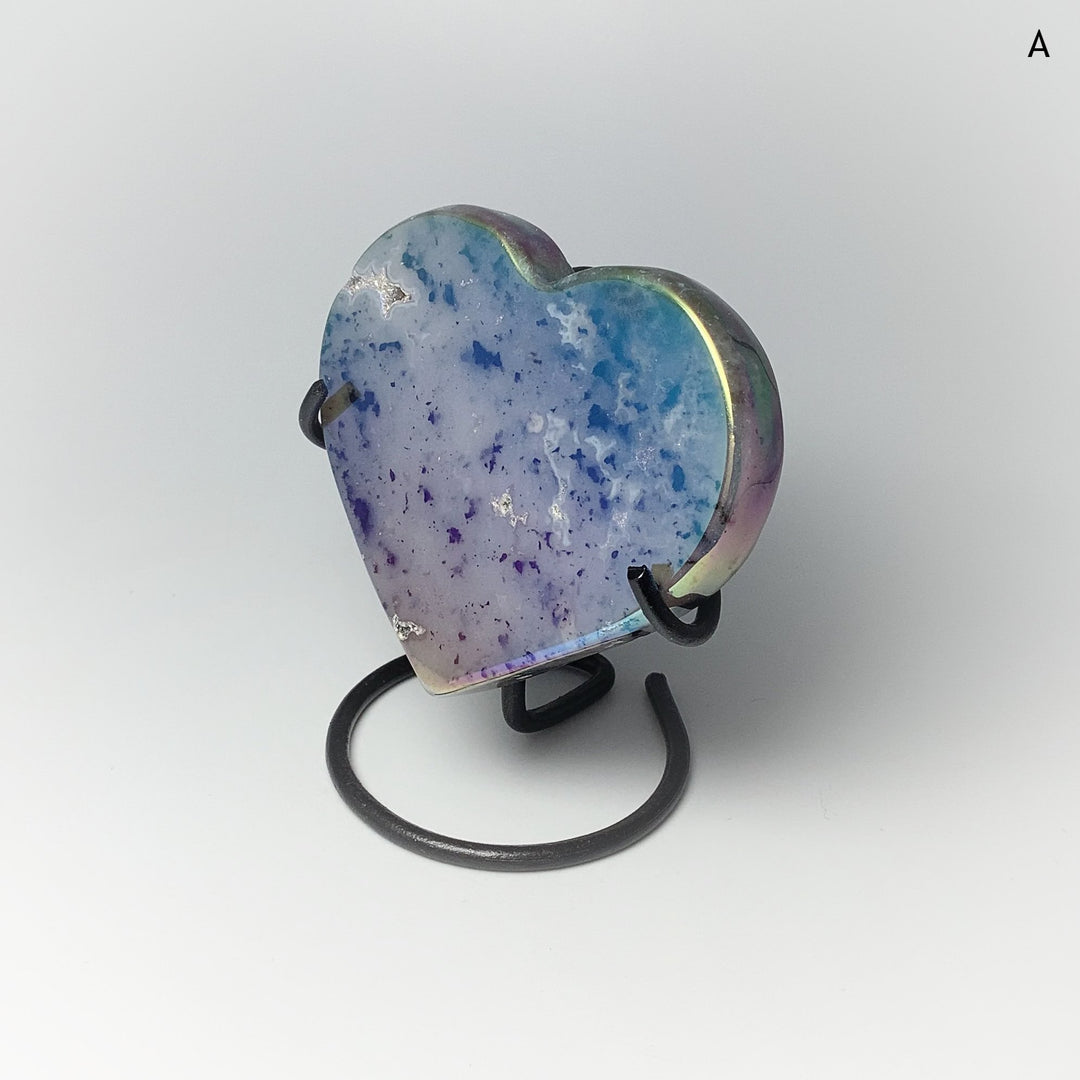Rainbow Agate Heart on Stand - Rocks and Gems Canada