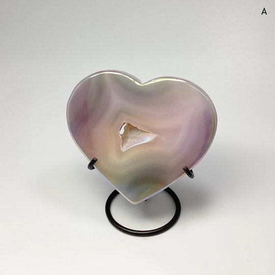 Rainbow Agate Heart on Stand - Rocks and Gems Canada