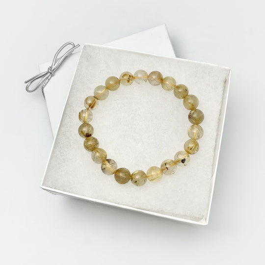 Rutilated Quartz Beaded Bracelet - Rocks and Gems Canada