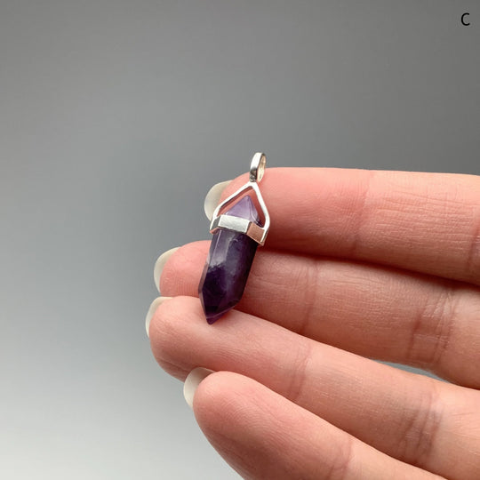 Chevron Amethyst Double Terminated Point Pendant - Rocks and Gems Canada