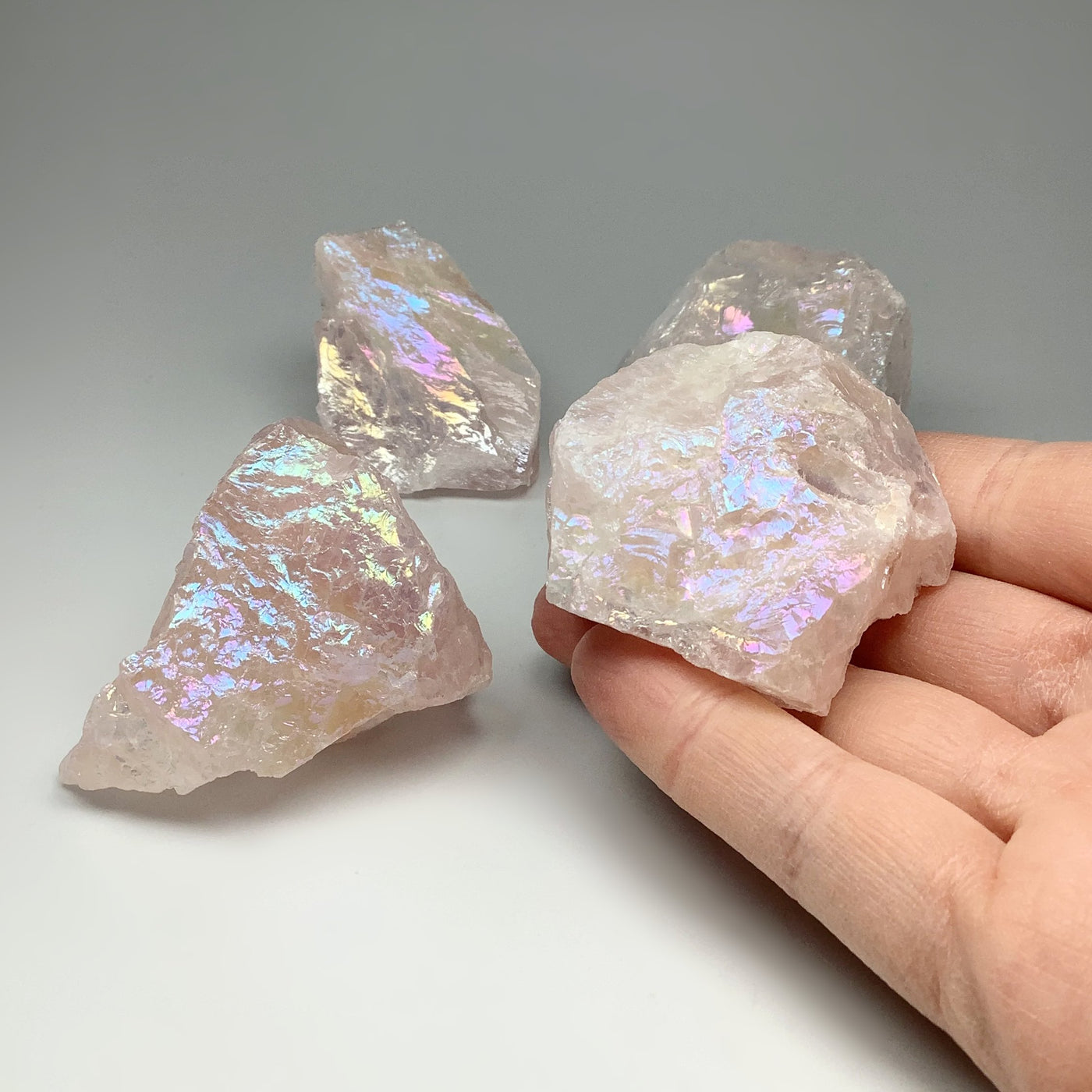 Opalescent Rose Quartz Rough Chunk at $45 Each