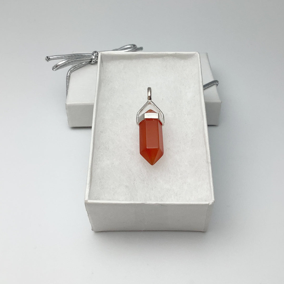 Carnelian Agate Double Terminated Point Pendant - Rocks and Gems Canada
