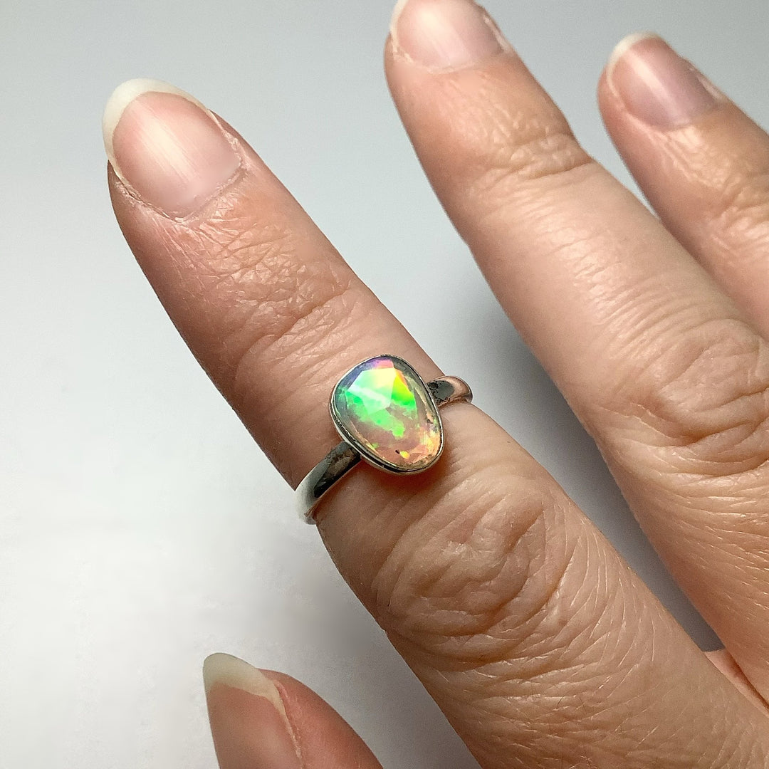 Faceted Ethiopian Fire Opal Ring - Rocks and Gems Canada