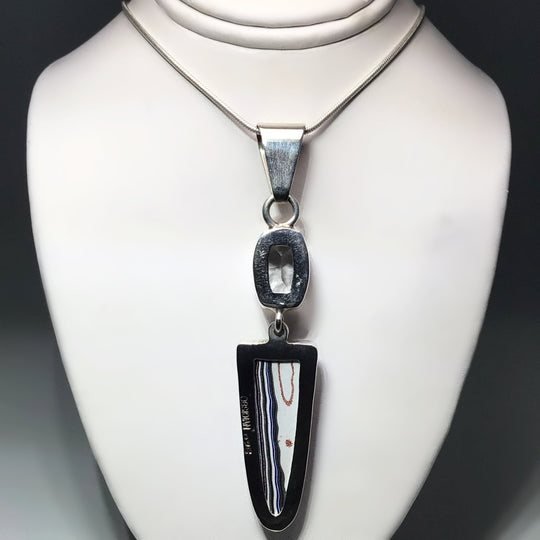 Fordite and Faceted Quartz Pendant - Rocks and Gems Canada