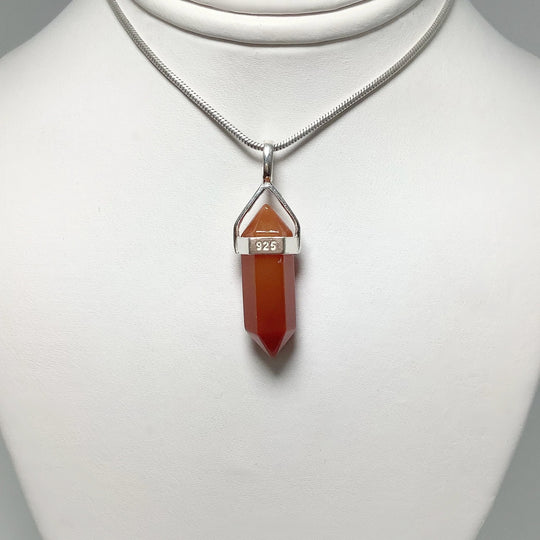 Carnelian Agate Double Terminated Point Pendant - Rocks and Gems Canada