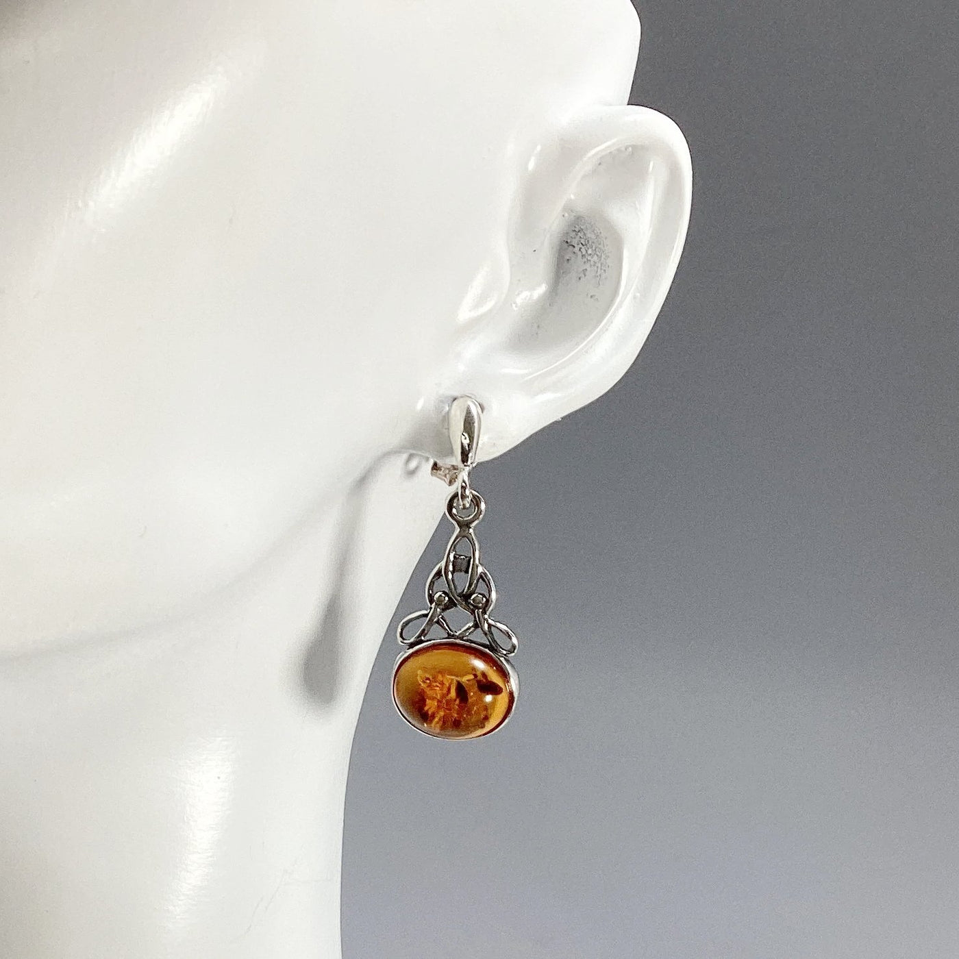 Cognac Amber Stud Earrings