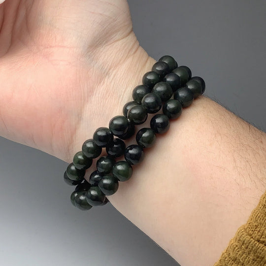 Canadian Jade Triple Wrap Beaded Bracelet - Rocks and Gems Canada