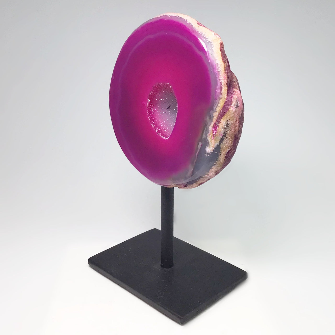 Pink Agate Geode on Stand