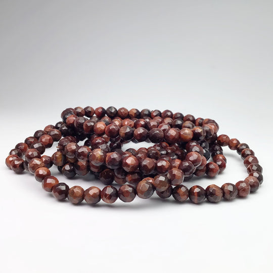 Red Tiger Eye Faceted Beaded Bracelet - Rocks and Gems Canada