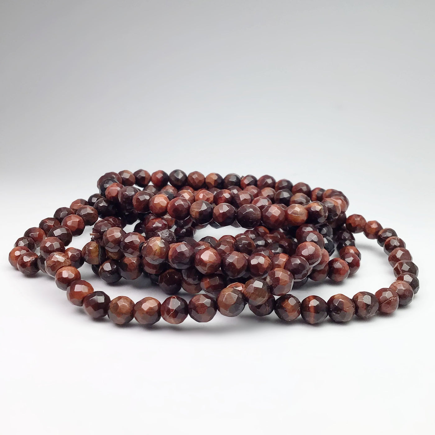 Red Tiger Eye Faceted Beaded Bracelet