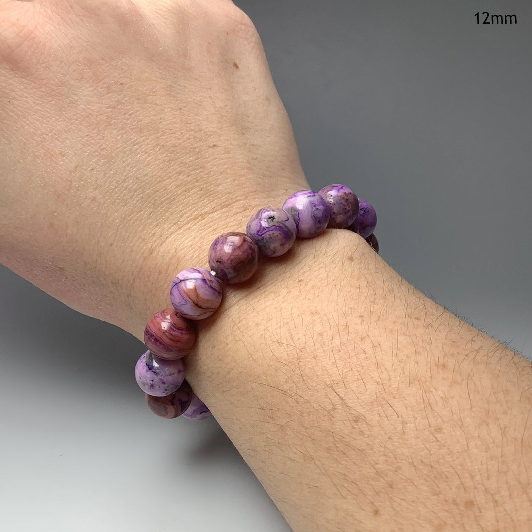 Purple Crazy Lace Agate Beaded Bracelet - Rocks and Gems Canada