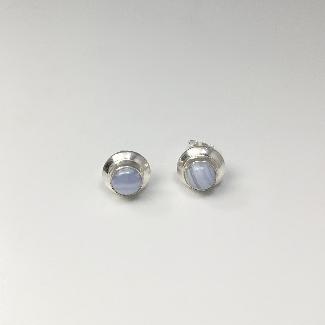 Blue Lace Agate Stud Earrings - Rocks and Gems Canada