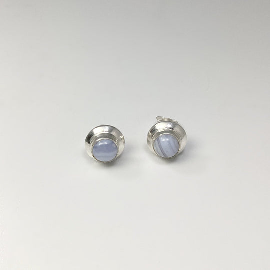 Blue Lace Agate Stud Earrings - Rocks and Gems Canada