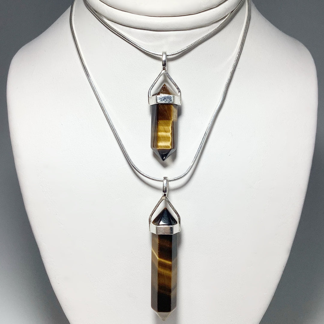 Gold Tiger Eye Double Terminated Point Pendant - Rocks and Gems Canada