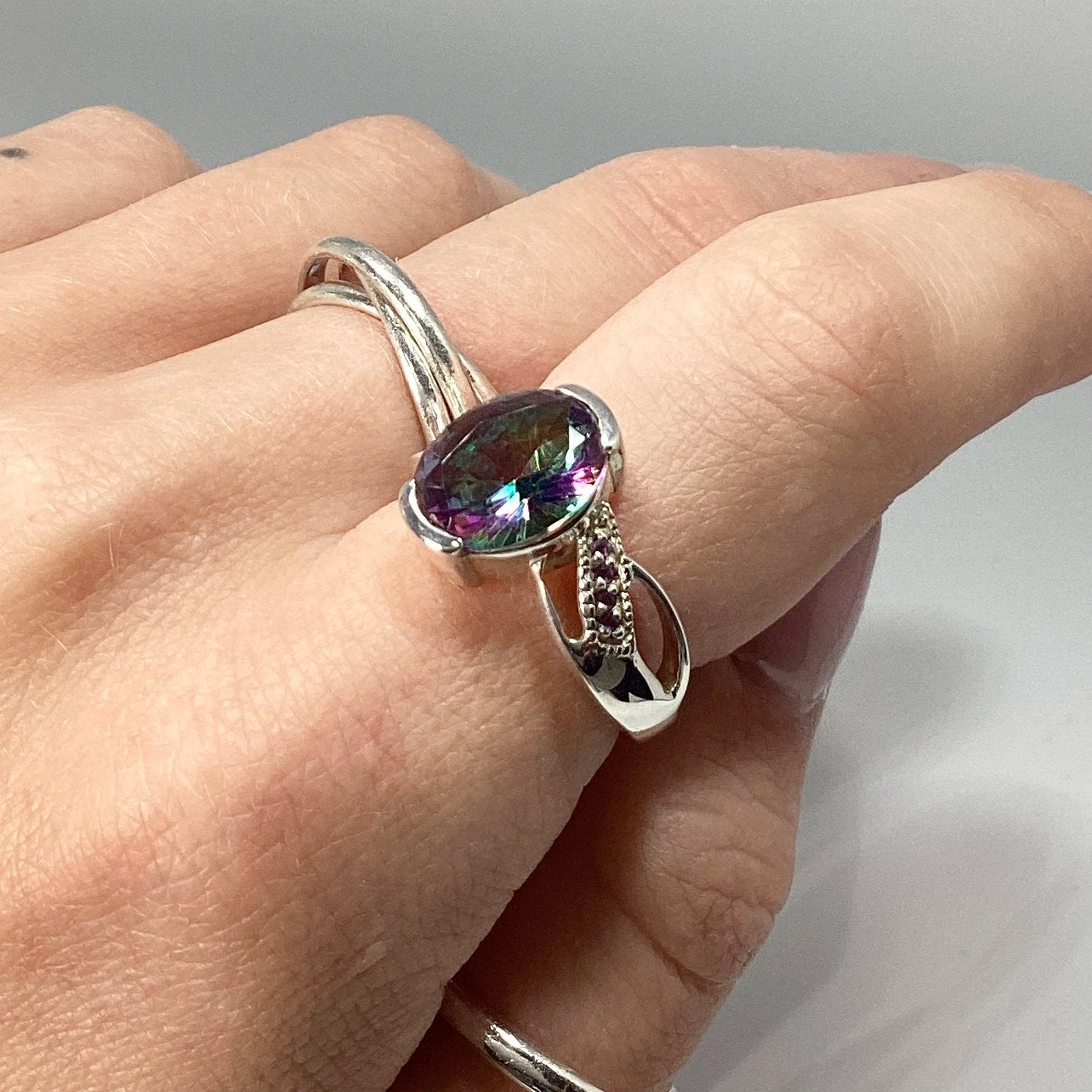 Mystic Topaz and Amethyst Ring - Rocks and Gems Canada