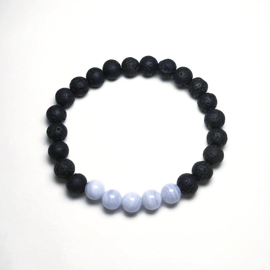 Blue Lace Agate Beaded Bracelet - Rocks and Gems Canada
