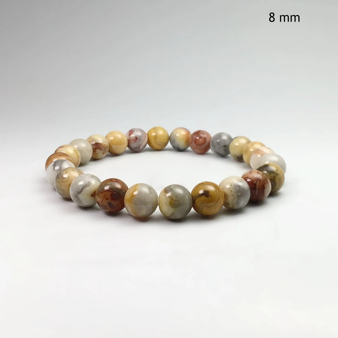 Natural Crazy Lace Agate Beaded Bracelet - Rocks and Gems Canada