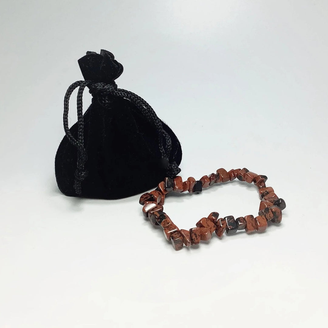 Mahogany Obsidian Chip Beaded Bracelet - Rocks and Gems Canada