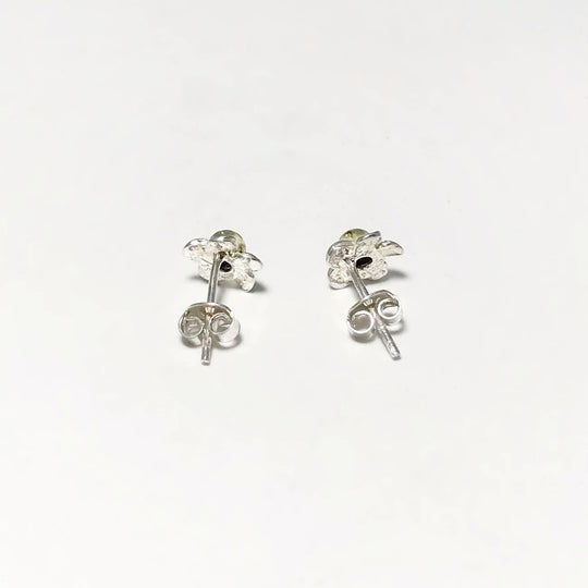 Green Amber Flower Stud Earrings - Rocks and Gems Canada
