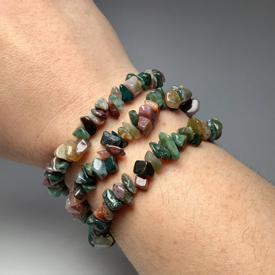 Indian Agate Chip Beaded Bracelet - Rocks and Gems Canada