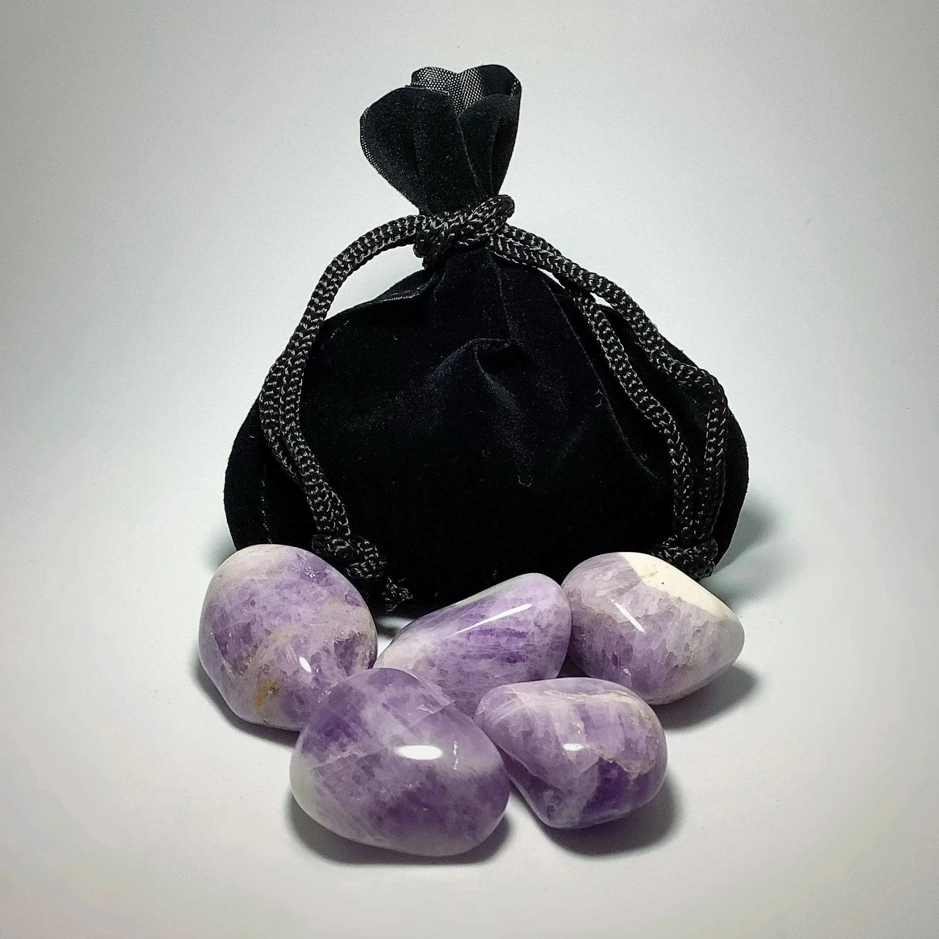 Chevron Amethyst Small Tumbles Pouch - Rocks and Gems Canada