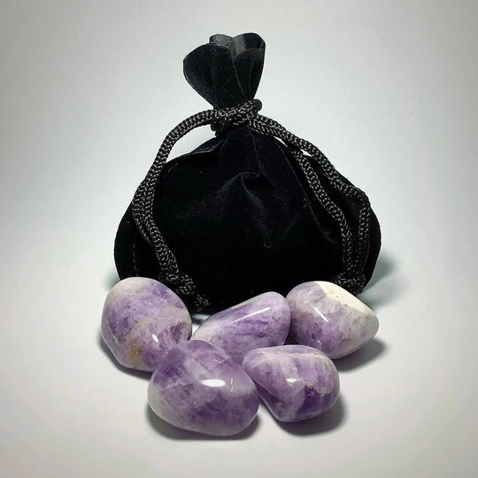 Chevron Amethyst Small Tumbles Pouch - Rocks and Gems Canada